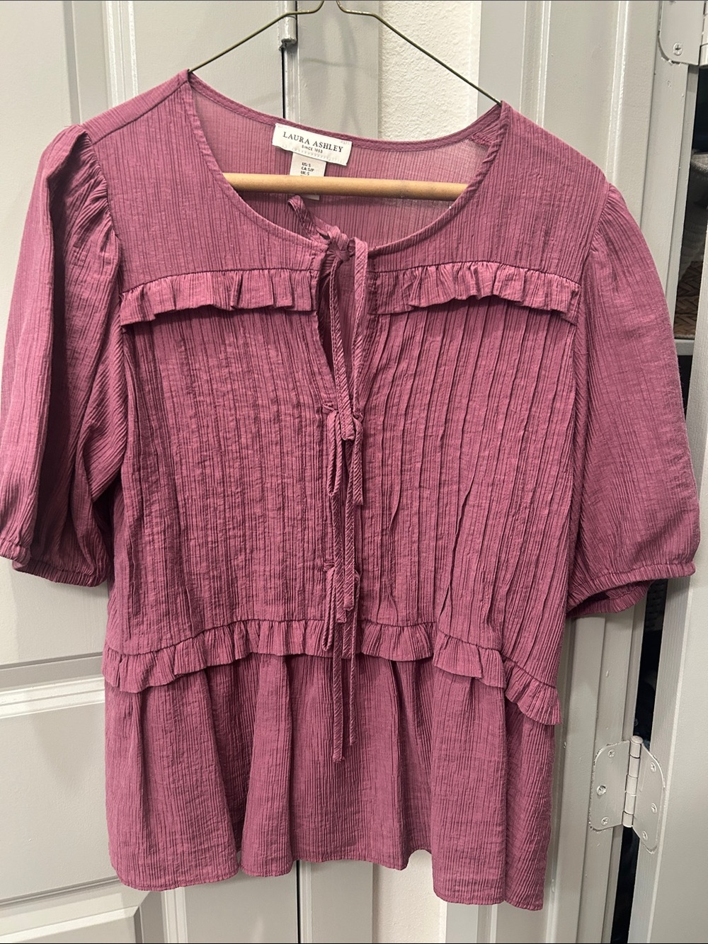 Laura Ashley Dusty Rose Ruffled Peasant Tunic